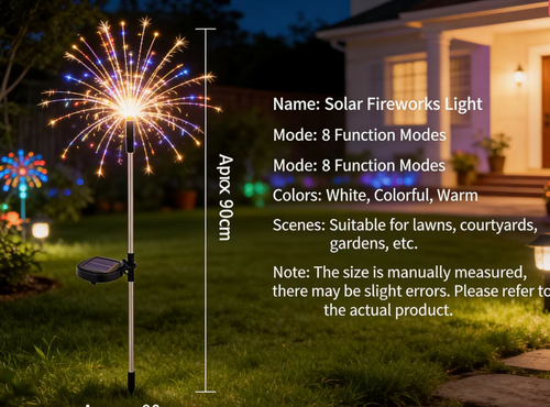 High-Quality Solar Firework Garden Lamp Waterproof Villa Decor Light with Front Porch Motion Sensor Ground-Inserted Lawn Night Light
