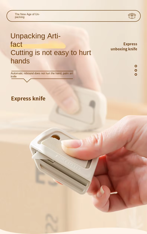 Portable Magnetic Ceramic Box Cutter Auto-Rebound Anti-Stick Safety Opener for Express Packages & Letters
