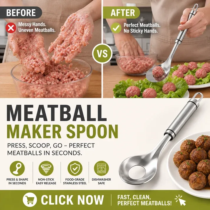 Meatball Spoon – Non‑stick, scoop & drain in one