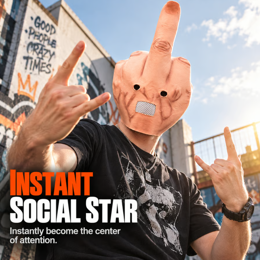 Humorous Middle Finger Latex Mask