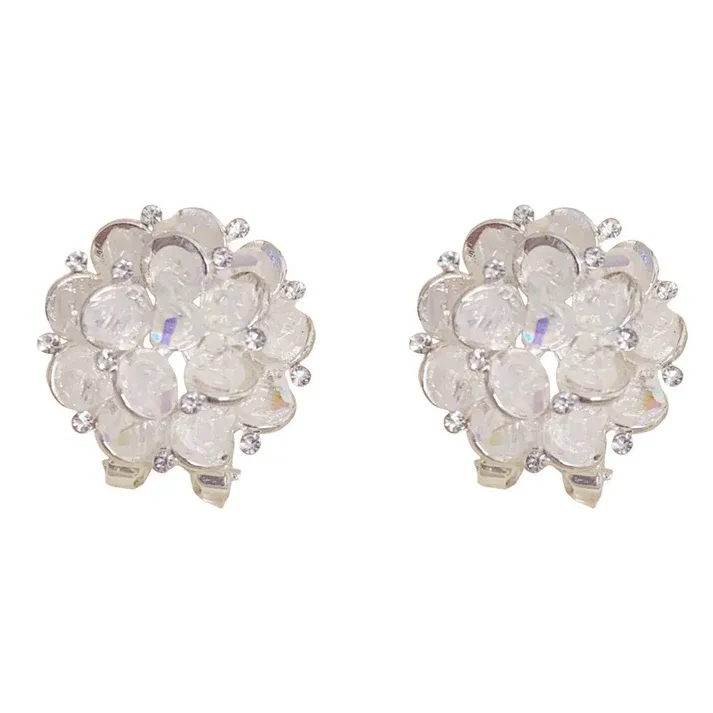 Elegant Sparkling Floral Stud Earrings