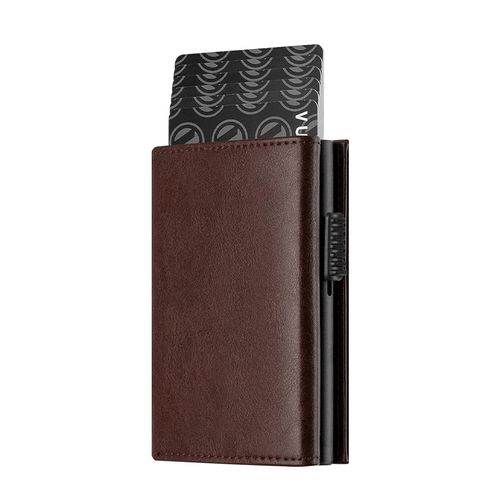 Men Trifold Pop‑up Card Wallet, RFID Blocking Multi‑Card Slots ID Card Holder Large Capacity PU Leather Wallet, Coffee Color