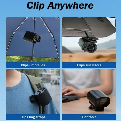 USB Clip-On Car Fan with LED Display