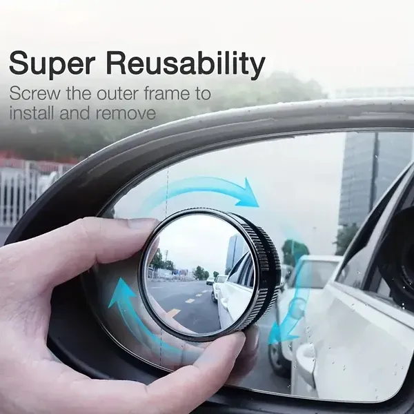 360° Adjustable HD Blind Spot Mirror, Suction‑Cup Convex Rear‑View Auxiliary Mirror for Car Reversing, 2 Pcs Pair