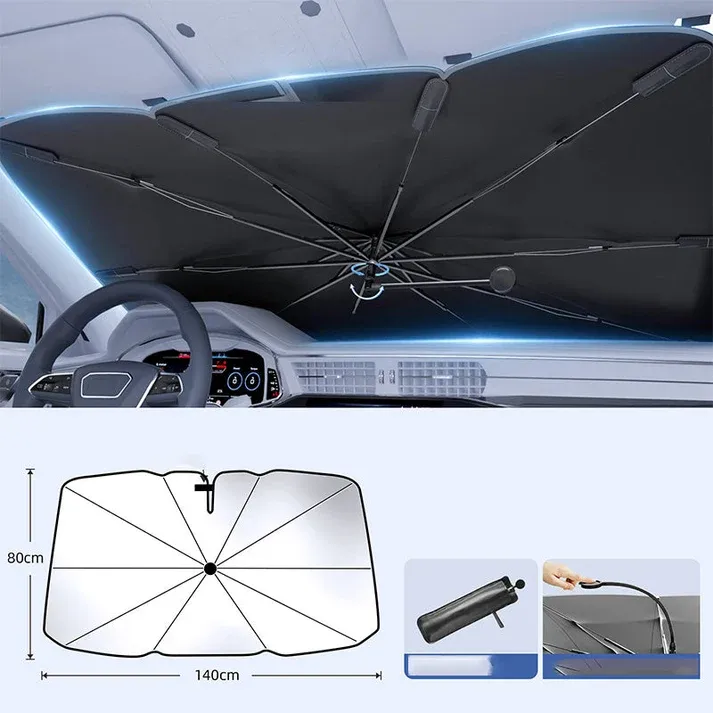 360° rod & titanium layer – Universal fit, blocks heat and UV – compact, easy to store and use