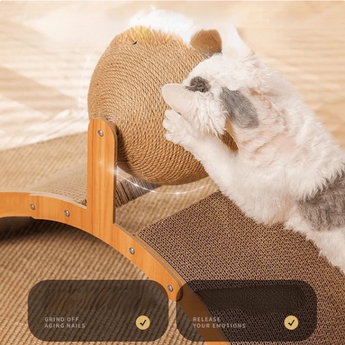 2‑in‑1 Cat Scratching Toy, Durable Wooden Frame Cat Scratcher for Indoor Cats, Protect Home Furniture from Cat Claw Damage