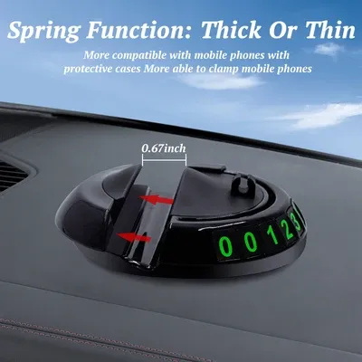 Multifunctional Car Dashboard Anti-Slip Mat, 2 in 1 Phone Holder & Temporary Parking Number Plate