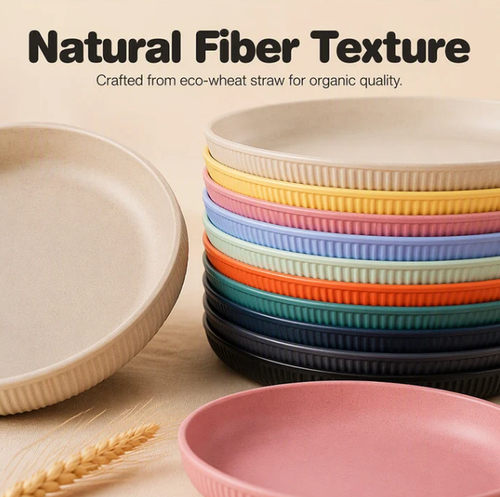 Unbreakable Wheat Straw Dinner Plates – Reusable Shatter‑Resistant Eco‑Friendly Dining Plates, Stackable Microwave Safe Plates for Kitchen Camping Picnic