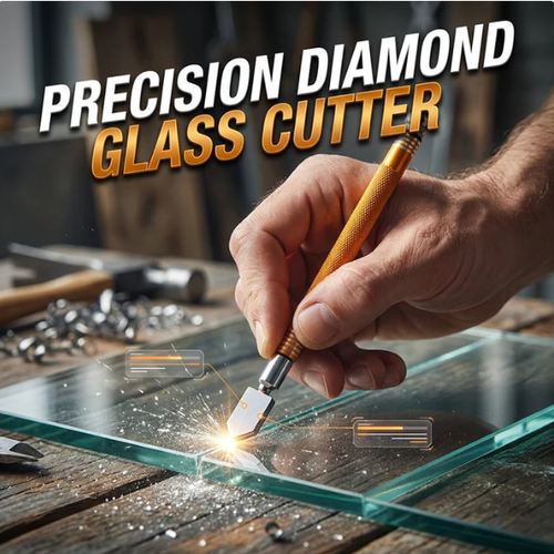 🔧💎 Pro Diamond Glass Cutter – Alloy Handle, Tungsten Wheel – Perfect Score! 🔥