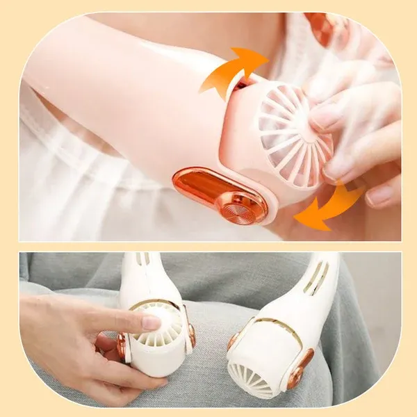 Neck Air Conditioner Fan – Ultra‑quiet, 360° rotating, 3 speeds. Hands‑free cooling, long battery