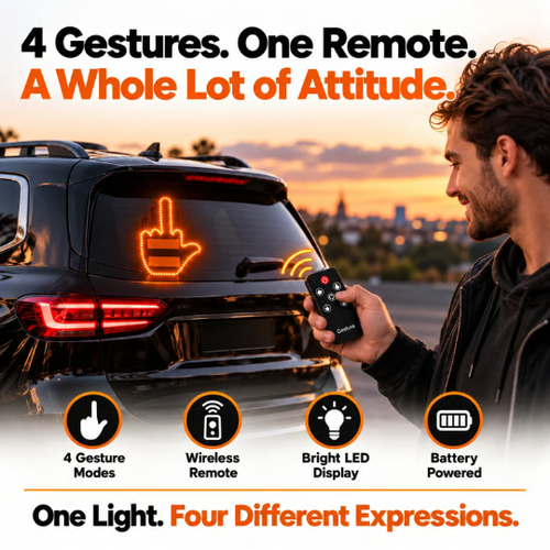 ✋LED Car Gesture Light – Wireless Remote-Controlled LED Hand Sign