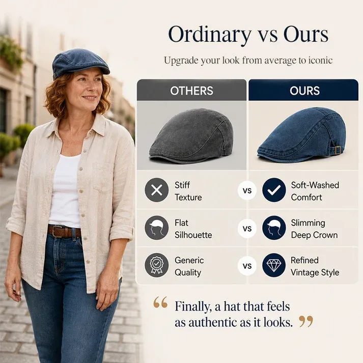 Vintage Distressed Beret Flat Cap