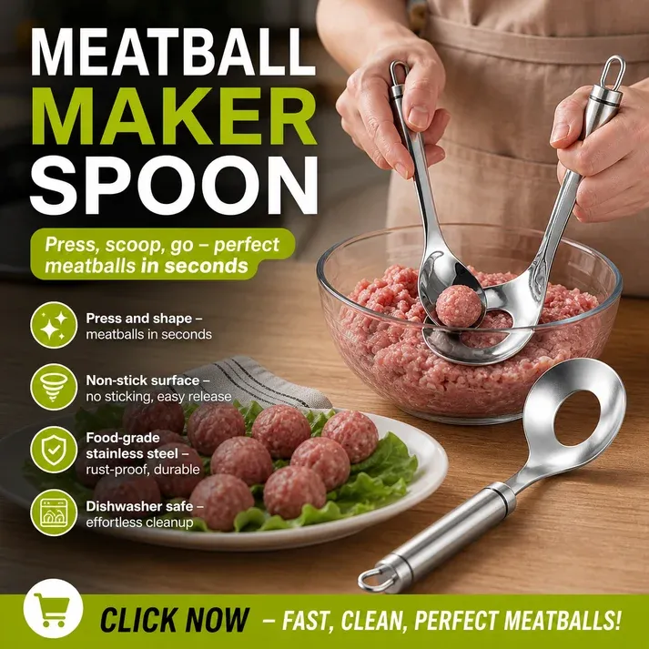 Meatball Spoon – Non‑stick, scoop & drain in one