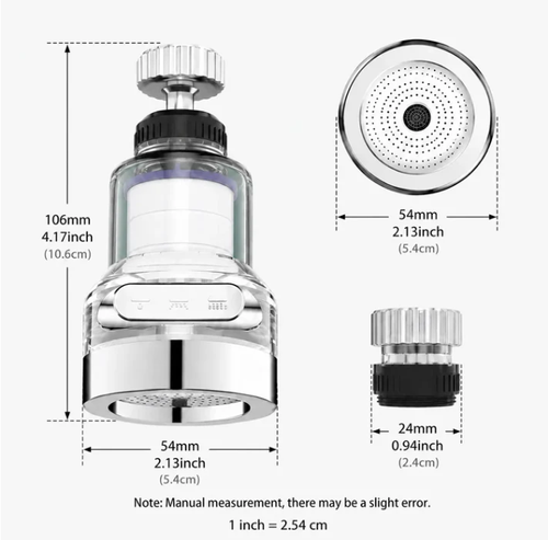 3‑Gear Splash‑Proof Faucet Filter‑ 360° Rotating Universal Joint Faucet Aerator, Deep Filtration Water Tap Nozzle for Kitchen Sink