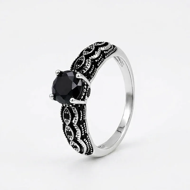 Vintage Black Obsidian Ring