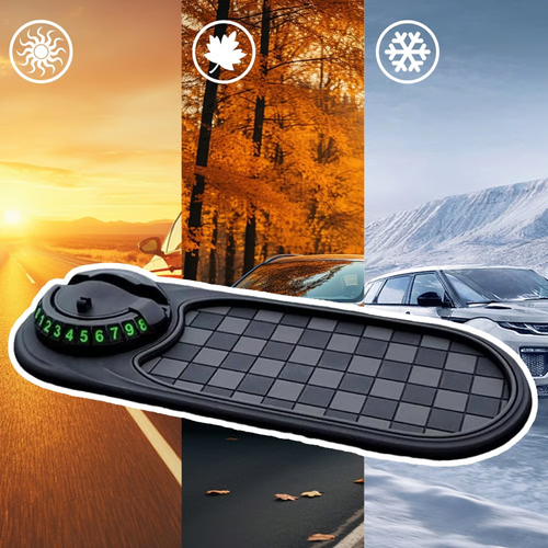 Multifunctional Car Dashboard Anti-Slip Mat, 2 in 1 Phone Holder & Temporary Parking Number Plate