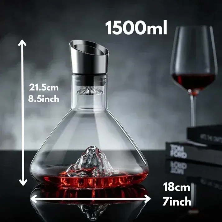 Waterfall Aerating Wine Decanter with Golden Mountain