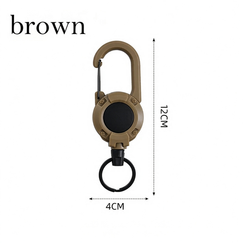 Retractable Carabiner Reel, Heavy Duty Steel Wire Anti-Lost Lanyard, Outdoor Fishing Tackle Retractable Keychain with Key Ring