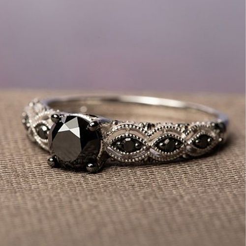 Vintage Black Obsidian Ring