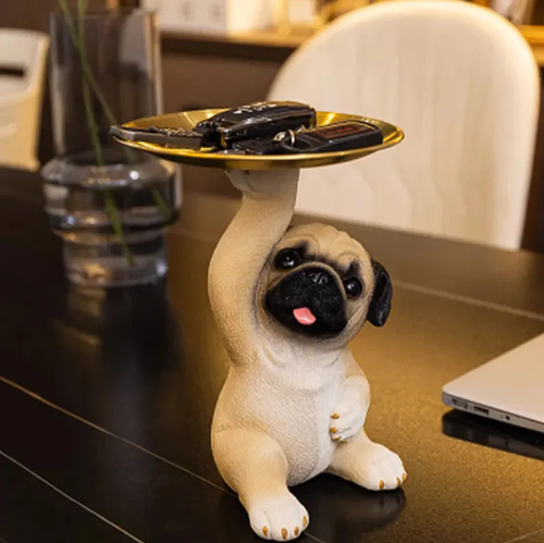 Cute Pug Statue Storage Tray