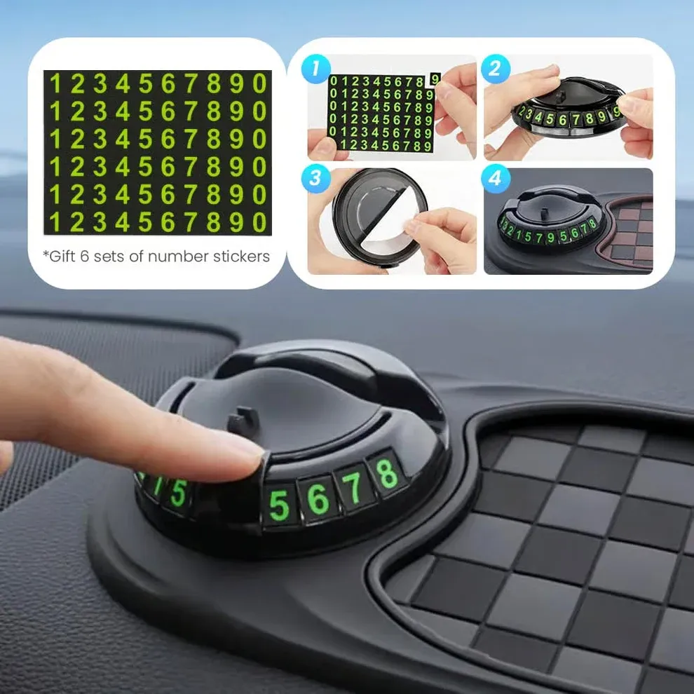 Multifunctional Car Dashboard Anti-Slip Mat, 2 in 1 Phone Holder & Temporary Parking Number Plate