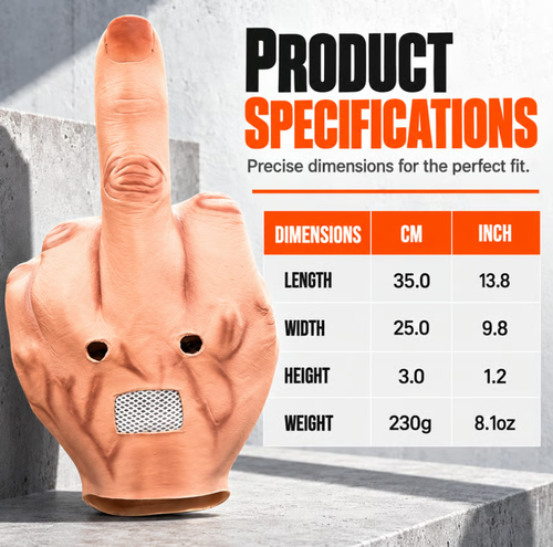 Humorous Middle Finger Latex Mask