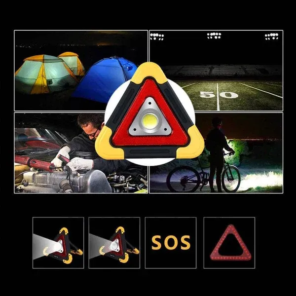 3-IN-1 solar emergency triangle warning light at the roadside
