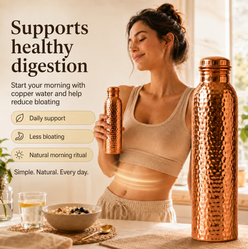 Premium Drinking Bottle Made of Solid Copper – Plastic-Free and Inspired by Ayurveda