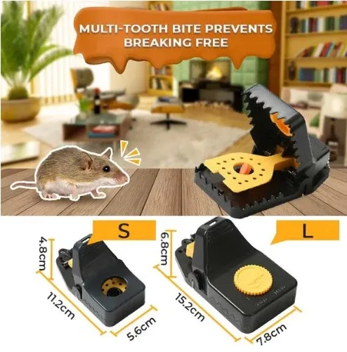 utomatic Sensitive Mousetrap‑Multi‑Tooth Reusable Mouse Trap, Heavy‑Duty Quick‑Snap Rodent Catcher for Home, Garage & Warehouse, 2 Pack