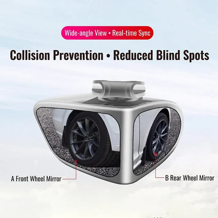 One Pair Car Blind‑Spot Mirror Dual‑Lens Front & Rear Wheel View Auxiliary Mirror