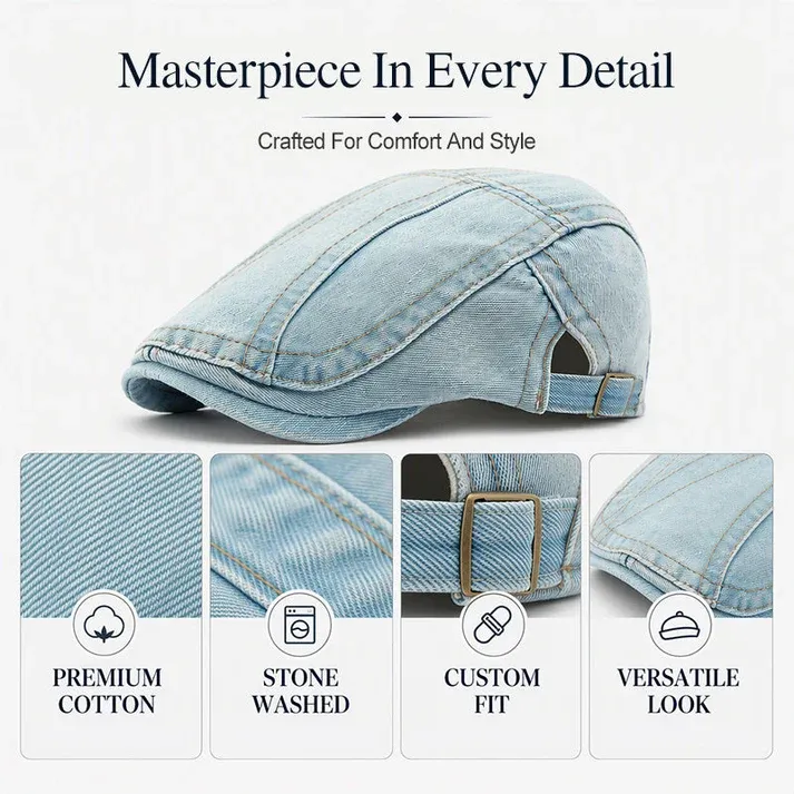 Vintage Distressed Beret Flat Cap