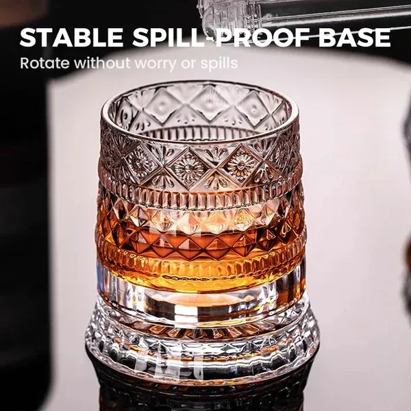 360° Rotating Whiskey Glass – Spins but never spills