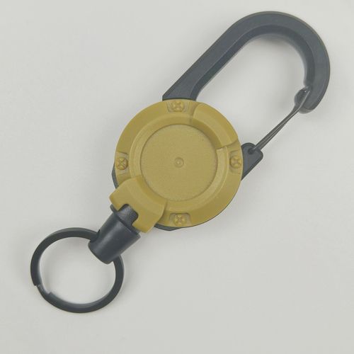 Retractable Carabiner Reel, Heavy Duty Steel Wire Anti-Lost Lanyard, Outdoor Fishing Tackle Retractable Keychain with Key Ring