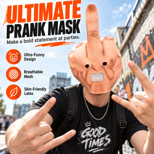 Humorous Middle Finger Latex Mask