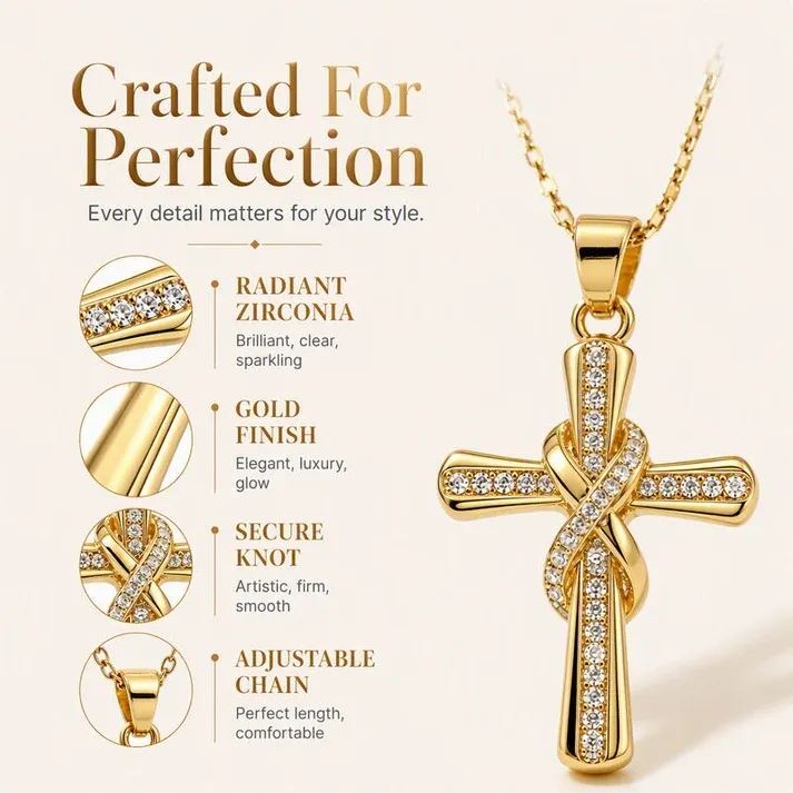 Women's Sparkling Twisted Knot Cross Pendant Necklace