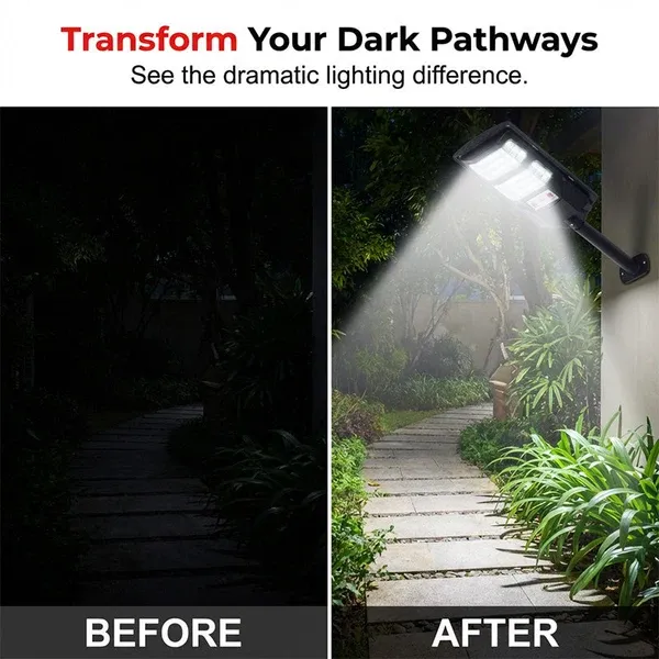Solar Street Light, Motion Sensor Outdoor Solar Lamp, Waterproof LED Security Light with Remote Control for Yard, Garden, Farm & Street