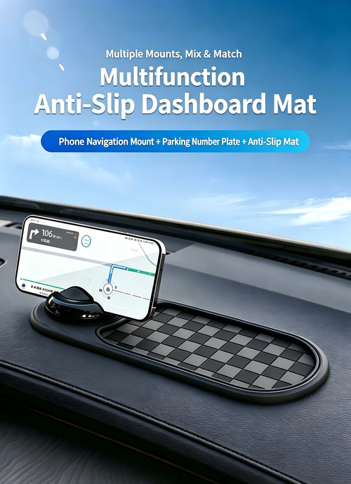 Multifunctional Car Dashboard Anti-Slip Mat, 2 in 1 Phone Holder & Temporary Parking Number Plate