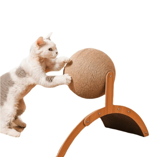 2‑in‑1 Cat Scratching Toy, Durable Wooden Frame Cat Scratcher for Indoor Cats, Protect Home Furniture from Cat Claw Damage