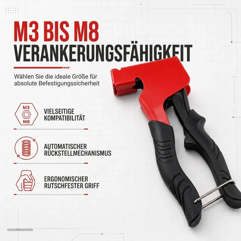Rivet Nut Gun for Hollow Wall Anchors – Heavy-Duty, Easy Operation, Stable Fastening