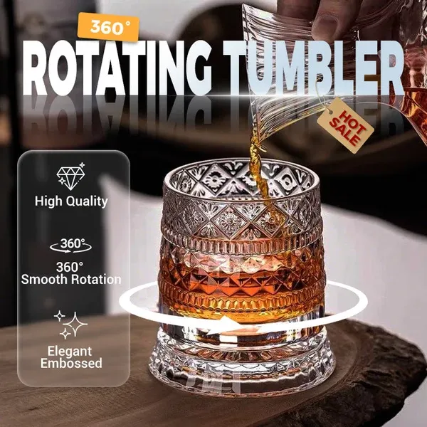 360° Rotating Whiskey Glass – Spins but never spills