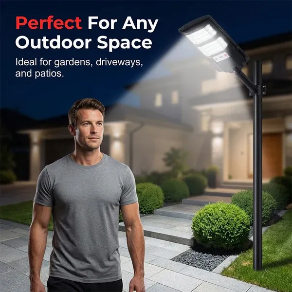 Solar Street Light, Motion Sensor Outdoor Solar Lamp, Waterproof LED Security Light with Remote Control for Yard, Garden, Farm & Street