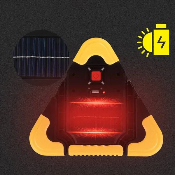 3-IN-1 solar emergency triangle warning light at the roadside