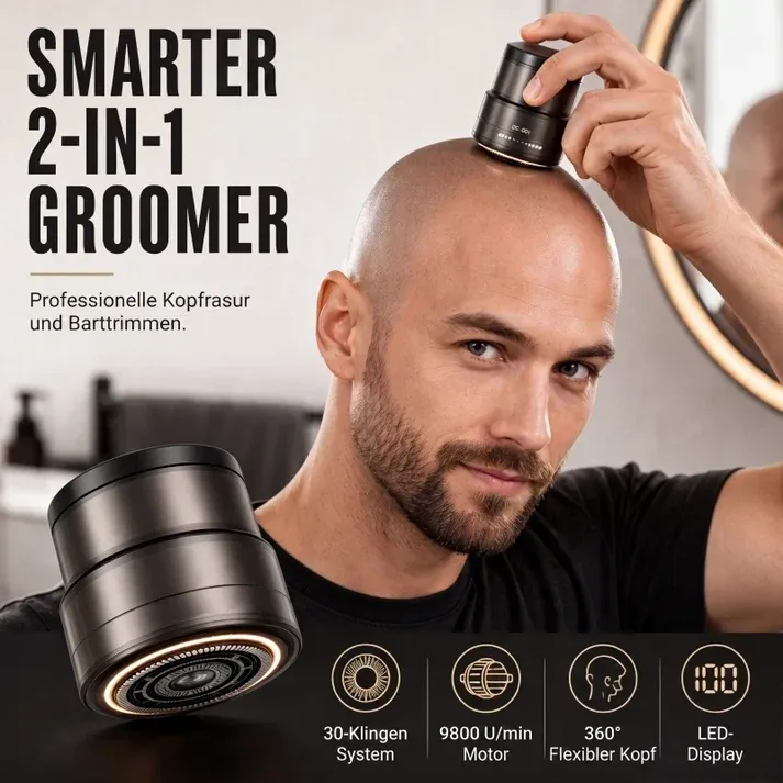 🔥2-in-1 Smart Electric Bald Head Shaver and Beard Trimmer with Digital Display