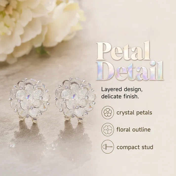 Elegant Sparkling Floral Stud Earrings