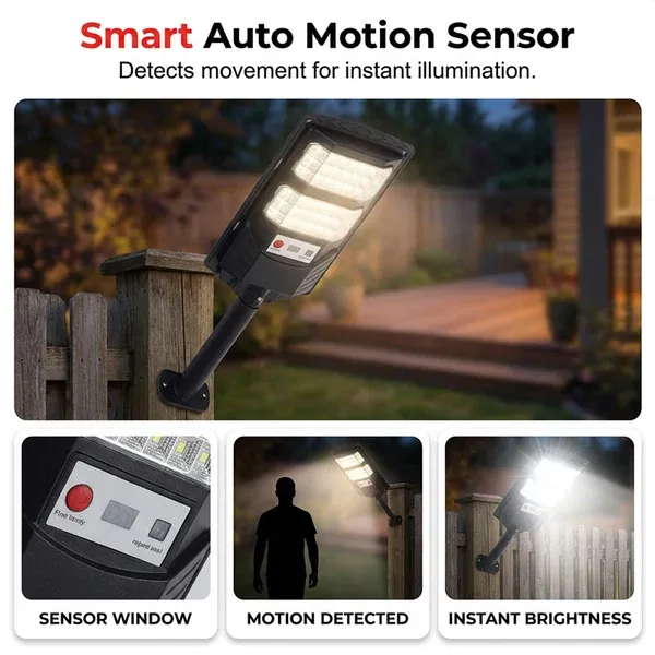 Solar Street Light, Motion Sensor Outdoor Solar Lamp, Waterproof LED Security Light with Remote Control for Yard, Garden, Farm & Street