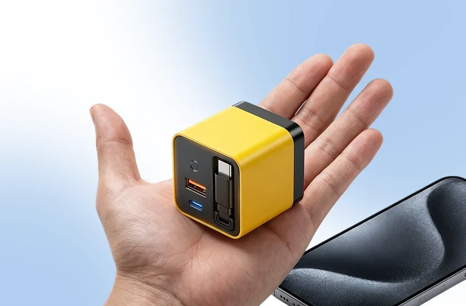 120W Fast Charging Phone Charger Block with Retractable 80cm Type-C Cable