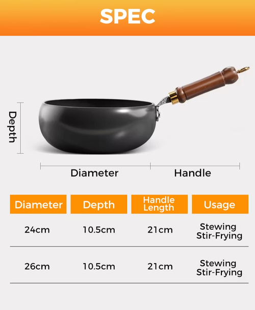 Professional-Grade Uncoated Iron Pot
