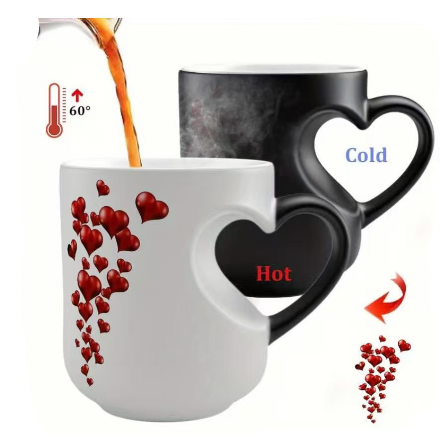color Changing Heart Handle Ceramic Mug