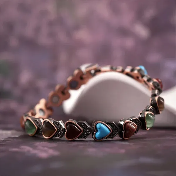 Antique Copper Finish Magnetic Stone Bracelet