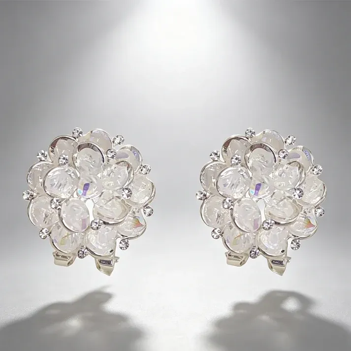Elegant Sparkling Floral Stud Earrings